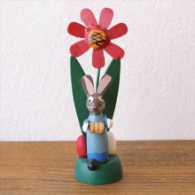 ドイツ 木製イースターバニーとお花の置き物 LBL×RE