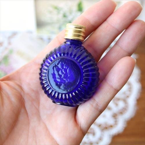 チェコスロバキア ボヘミアガラスの香水瓶 丸型BL - tekuteku東欧雑貨店