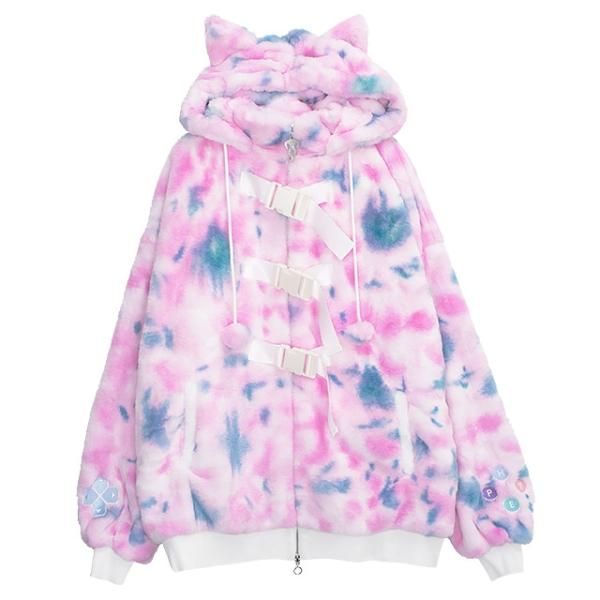 LISTEN FLAVOR リッスンフレーバー 猫耳スカルキャットファーブルゾン