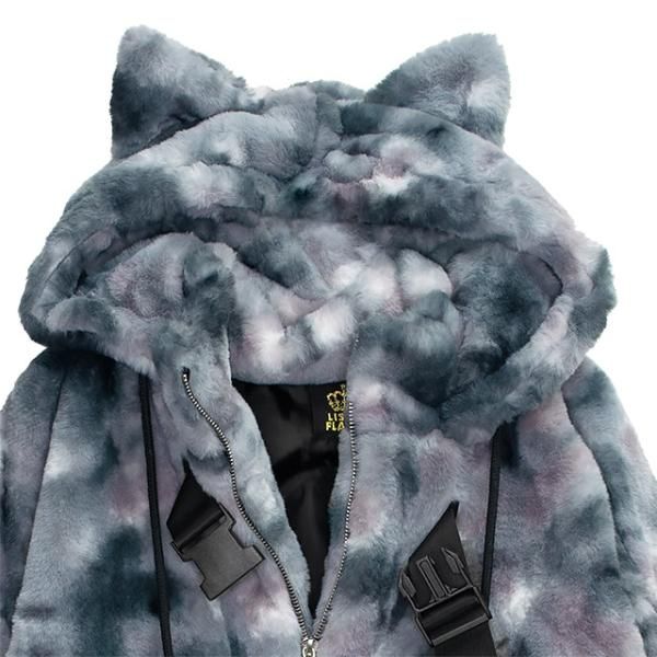 LISTENFLAVOR ゲーミング猫耳バックルファーブルゾン