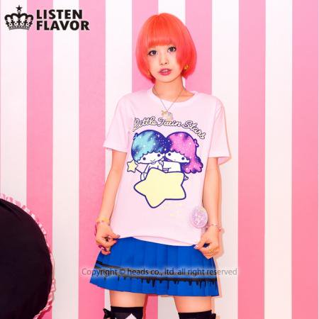 リトルツインスターズ×リッスンフレーバー　コズミックリトルツインスターズTシャツ