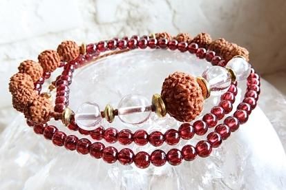 ネパールルドラクシャクリスタルパワーストーンネックレス