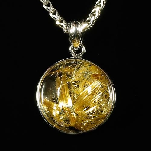 太陽放射タイチンルチルクォーツ SV925 ペンダントトップ 縦17.9mm×横