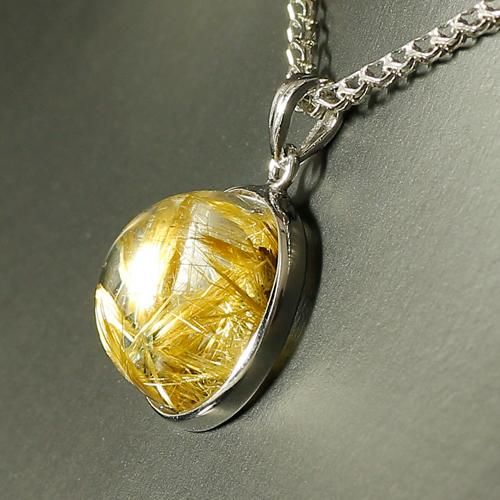 太陽放射タイチンルチルクォーツ SV925 ペンダントトップ 縦17.9mm×横