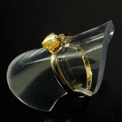 タイチンキャッツアイルチルクォーツ 5mm 18金 ピンキーリング