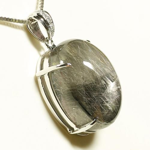 ブラックプラチナルチルクォーツ SV925 ペンダントトップ 縦20.5mm×横