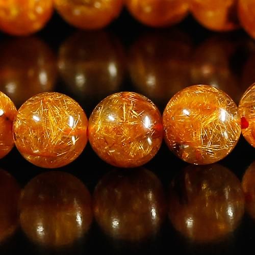 希少な色味/高品質+】オレンジルチルクォーツ 8mm～8.5mm玉