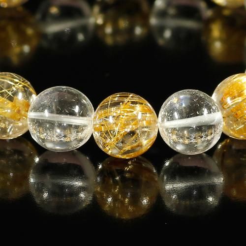 ルチルクォーツ×ガネッシュヒマール産ヒマラヤ水晶 10mm玉 組み合わせ