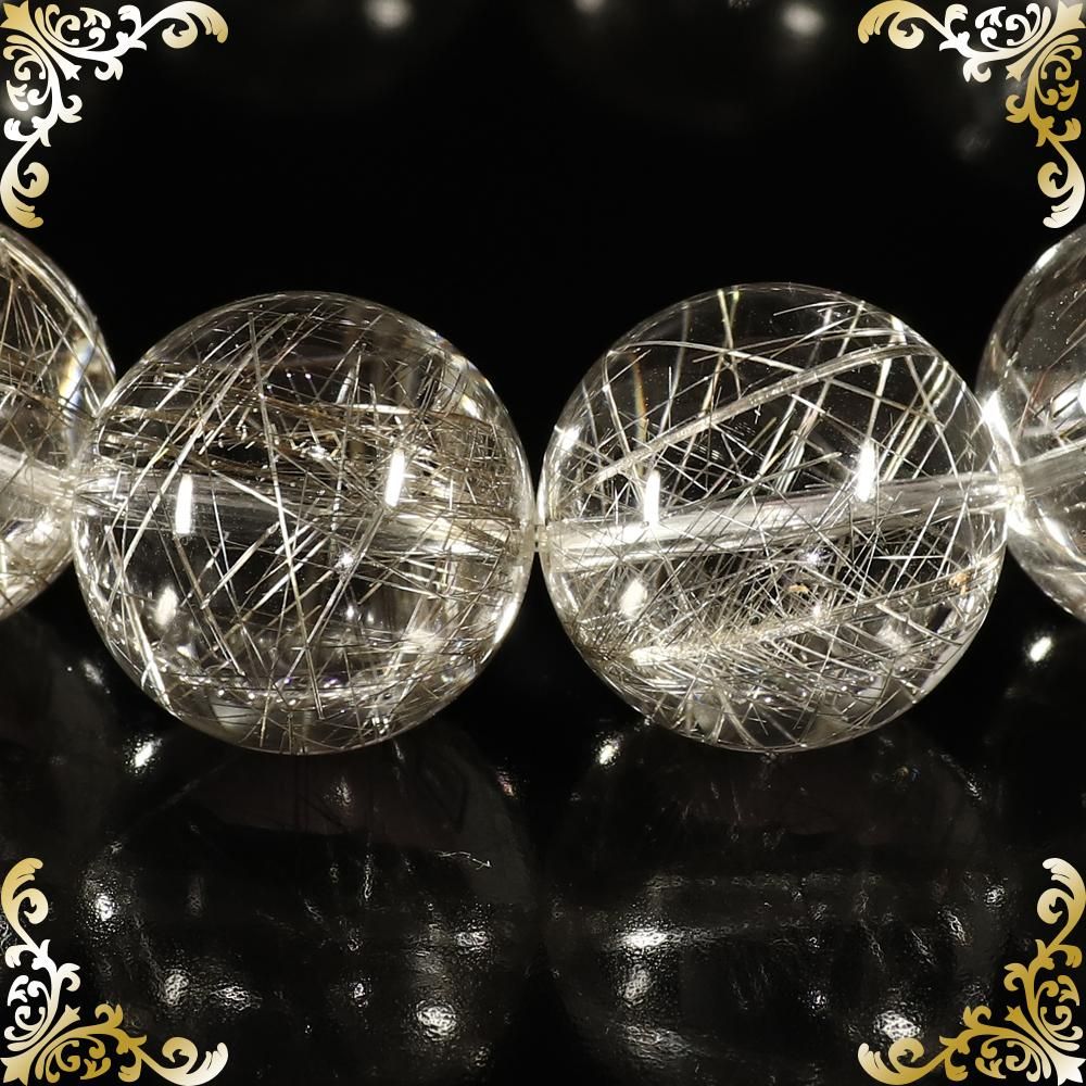 プレミアムプラチナルチルクォーツ 17mm～17.5mm玉 ブレスレット