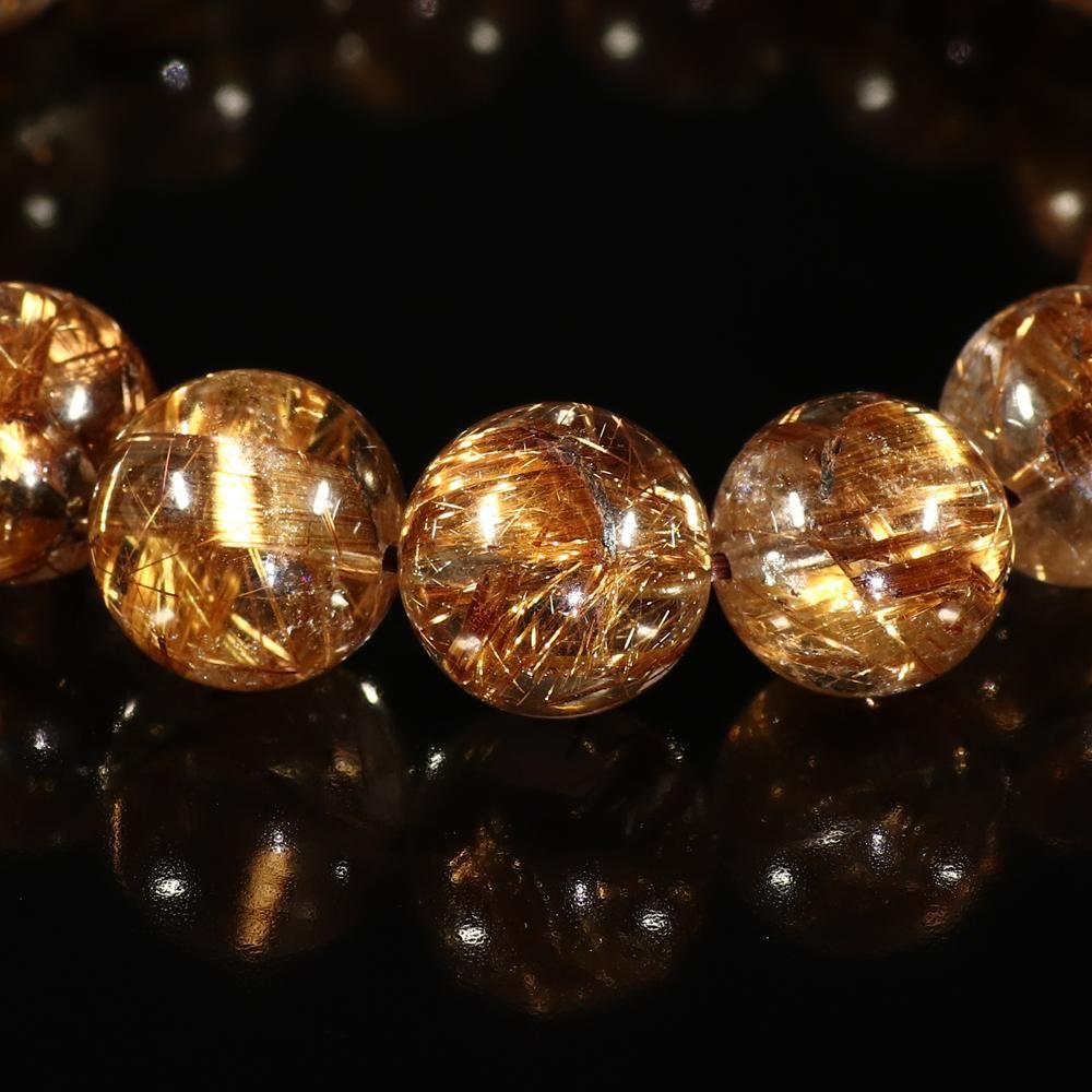 太陽放射入りタイチンブロンズルチルクォーツ 12mm～12.5mm玉