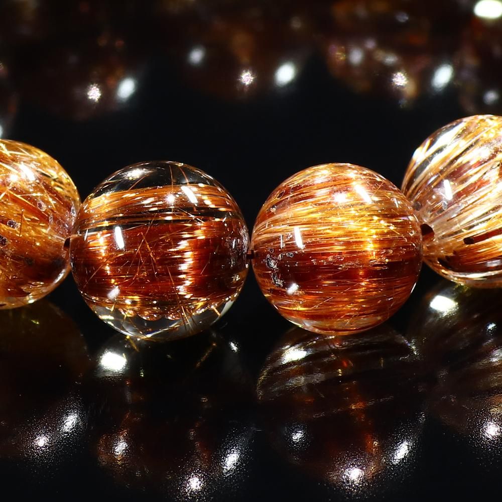 タイチンブラウンルチルクォーツ(キャッツアイ効果入り) 15mm