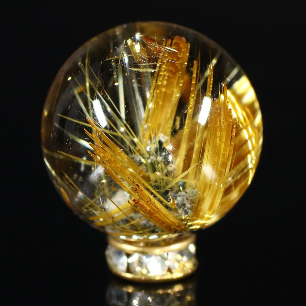 【値下げ】 高品質 太陽放射 タイチンルチル ゴールドルチル8mm ルチルの入り方が珍しい!!】太陽放射タイチンルチルクォーツ Φ14