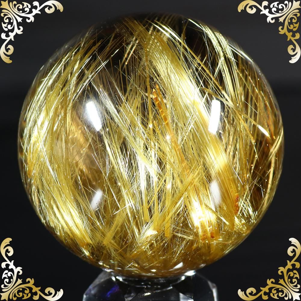 プレミアムタイチンルチルクォーツ 50.4mm玉(無穴)(型番pfr078)