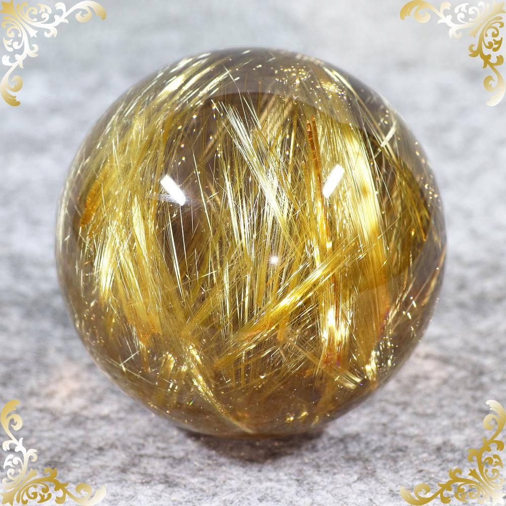 プレミアムタイチンルチルクォーツ 50.4mm玉(無穴)(型番pfr078)