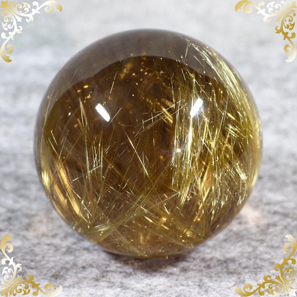 プレミアムタイチンルチルクォーツ 50.4mm玉(無穴)(型番pfr078)