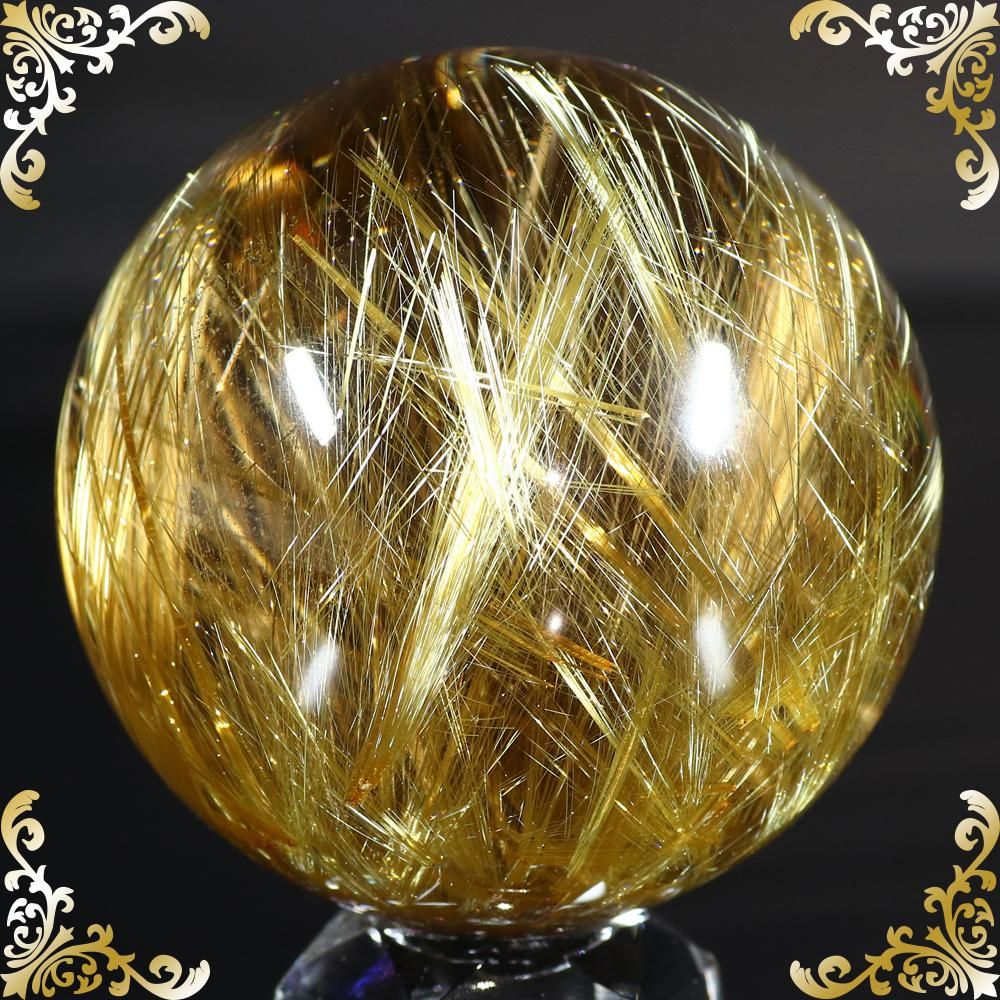 プレミアムタイチンルチルクォーツ 50.4mm玉(無穴)(型番pfr078)