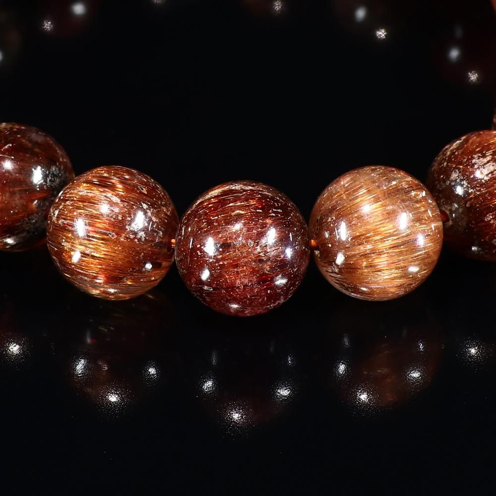 期間限定お値下げ キャッツアイ ミックスルチル ブレスレット ミックスカラールチルクォーツ(キャッツアイ効果入り) 12.5mm玉