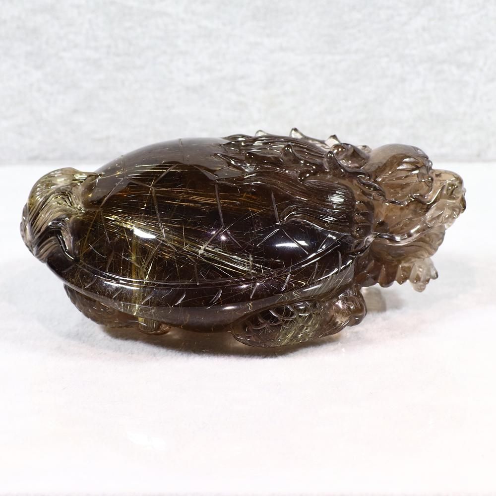 リクエスト品】ゴールドルチルクォーツ 龍亀(ロングイ) 置物(縦