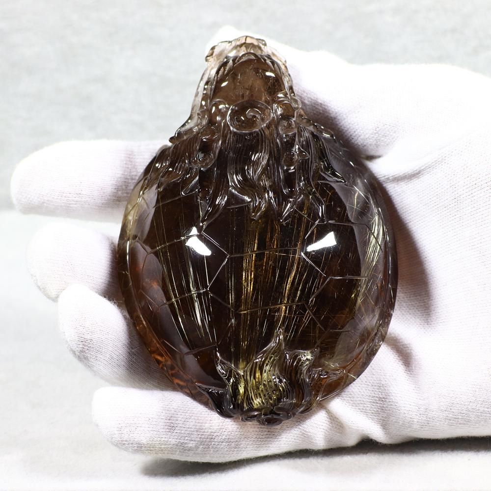 【金・財運アップ】虹入！レッドルチルロングイ⭐️背中に亀R202 金・財運アップ】虹入！レッドルチルロングイ⭐️背中に亀R202