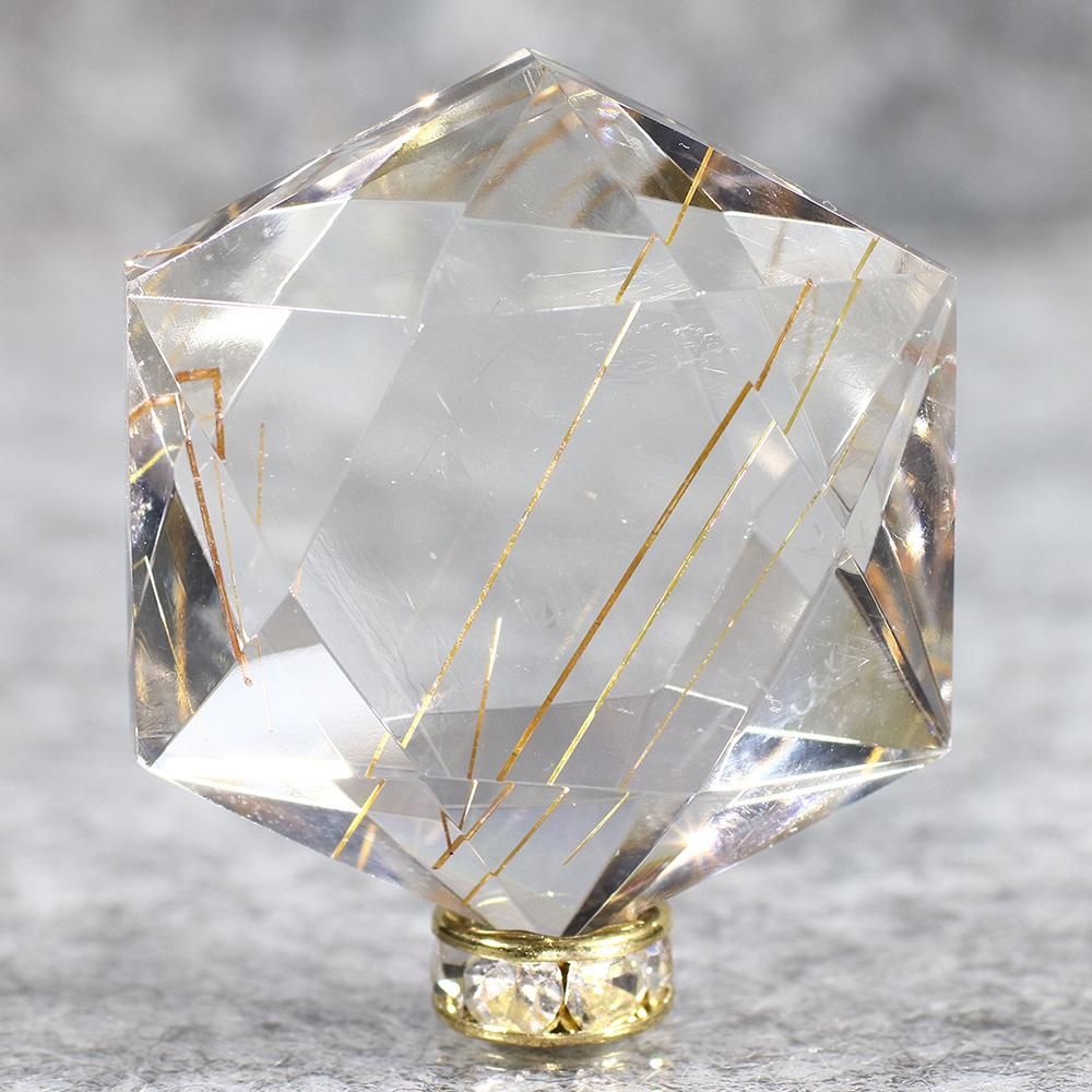 ルチルクォーツでは珍しいカット】ゴールドルチルクォーツ