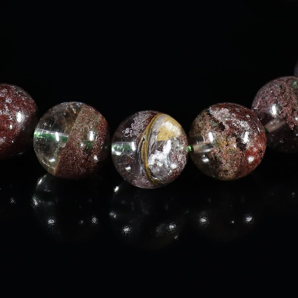 珍品】プラチナルチル入りガーデンクォーツ 9.5mm～10mm玉