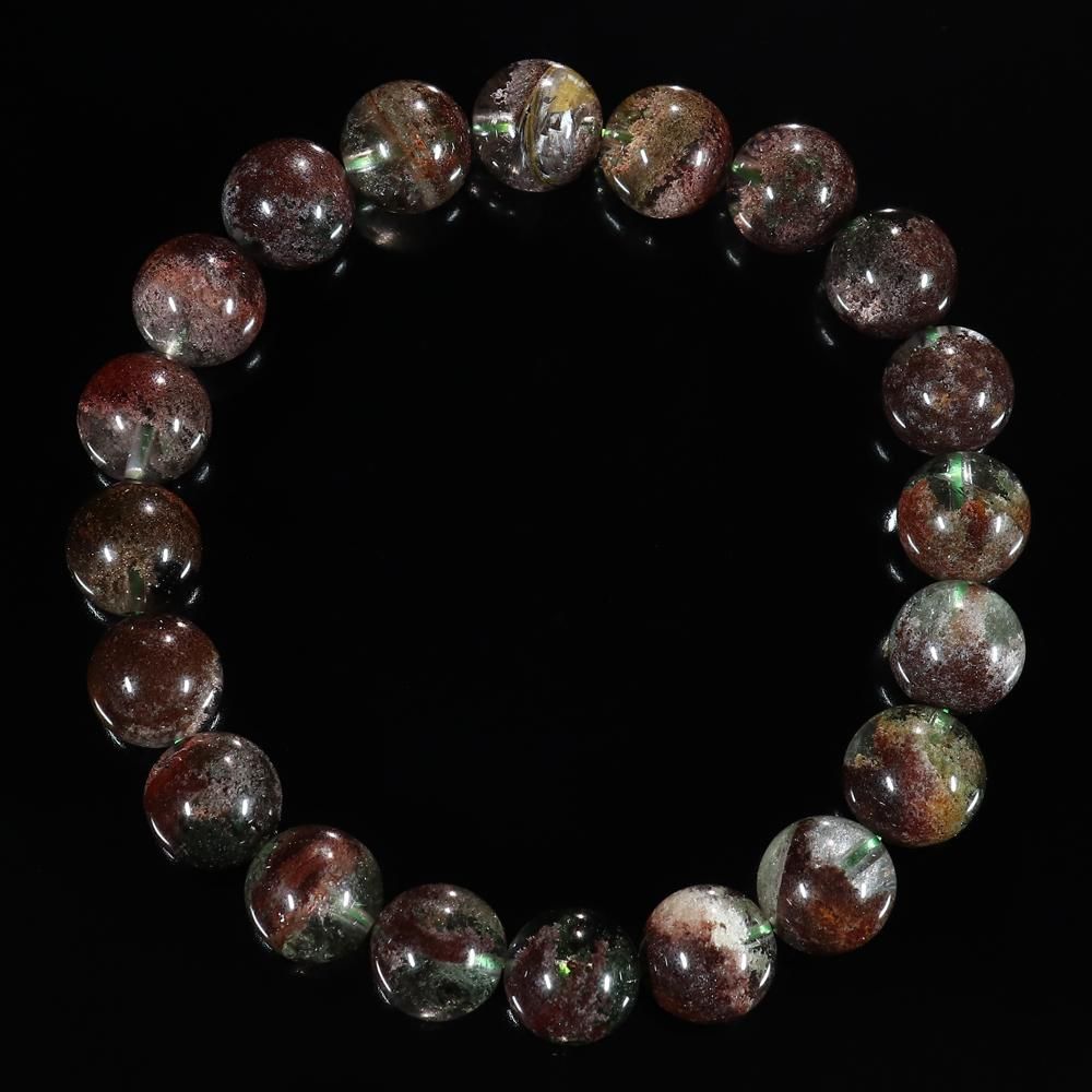 ブラジル産　天然ガーデンルチル　プラチナルチル入り　木台付き 珍品】プラチナルチル入りガーデンクォーツ 9.5mm～10mm玉