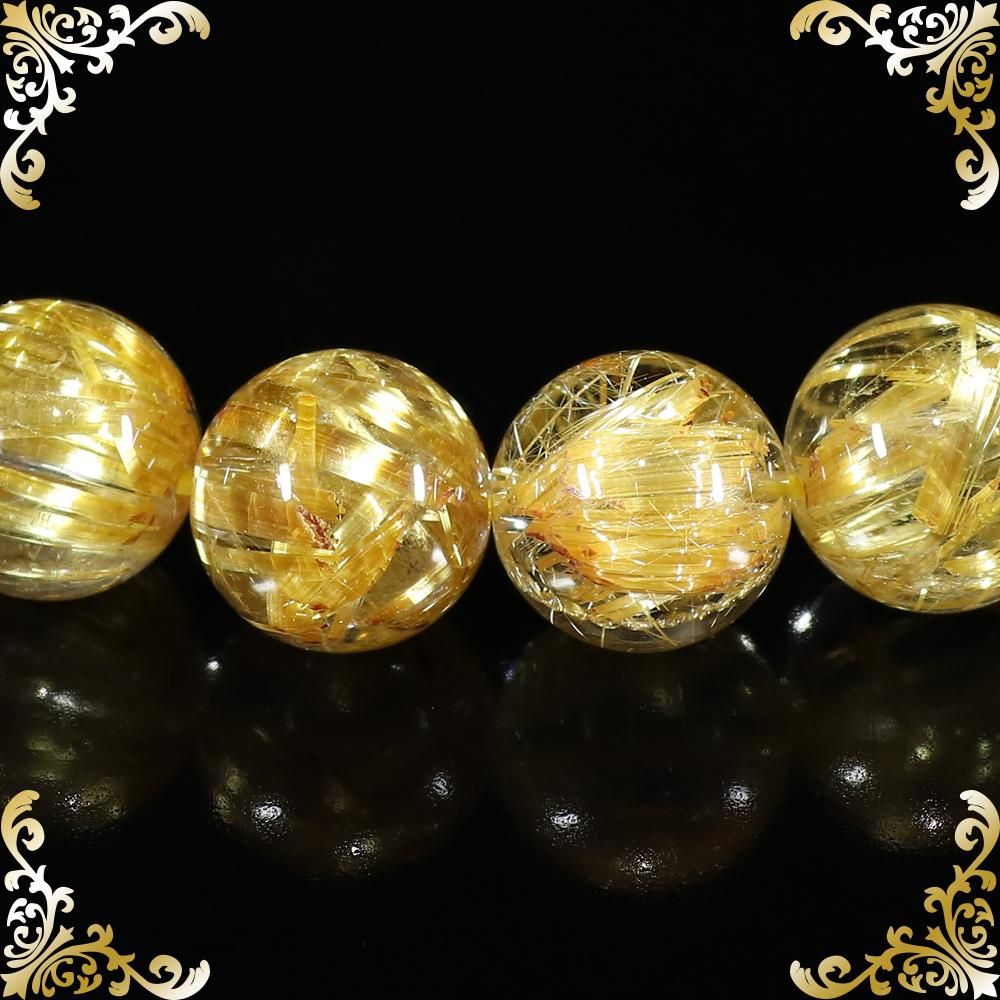 プレミアムタイチンルチルクォーツ 11.5mm玉ブレスレット(型番