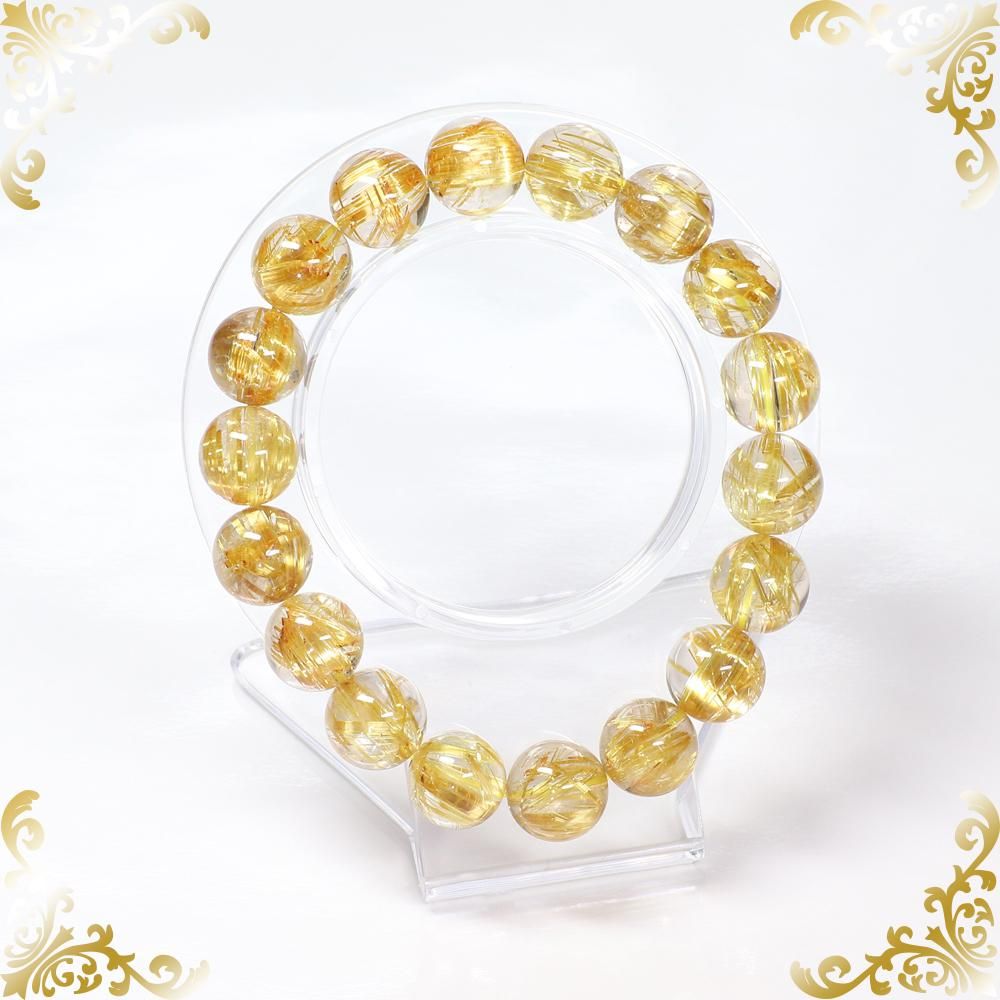 プレミアムタイチンルチルクォーツ 11.5mm玉ブレスレット(型番pfr095