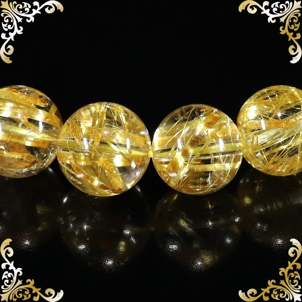 プレミアムタイチンルチルクォーツ 12mm～12.5mm玉ブレスレット