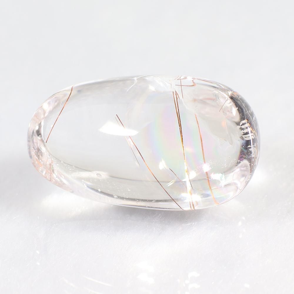 ルチルクォーツ　虹入り　フリーカット　多面カット　ポイント　台座付 虹入り☆ルチルとクラックインクォーツ ルース gar250 | iichi