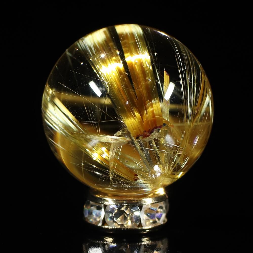 板状タイチンルチルの力強く美しい光沢】タイチンルチルクォーツ Φ16