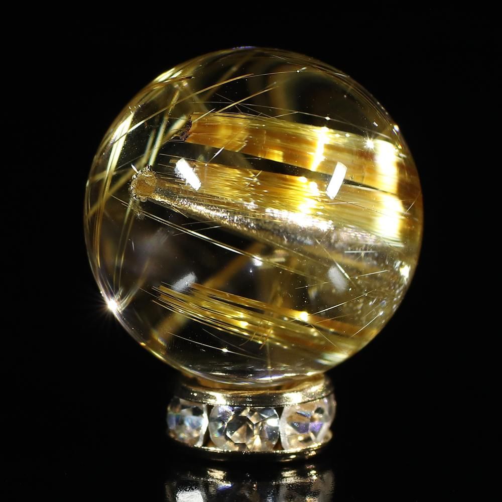 板状タイチンルチルの力強く美しい光沢】タイチンルチルクォーツ Φ16