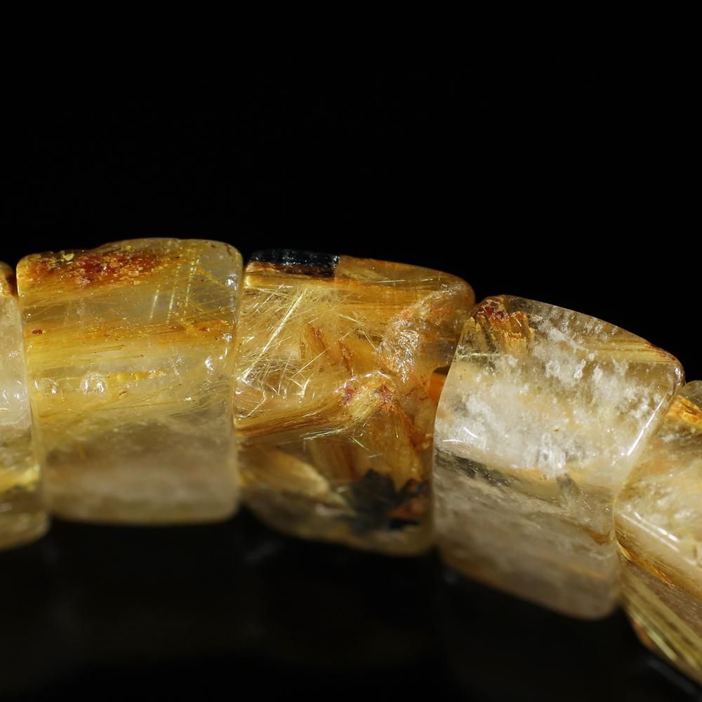 太陽放射タイチンルチルクォーツ 幅12mm～12.5mm×厚さ5.5mmプレート