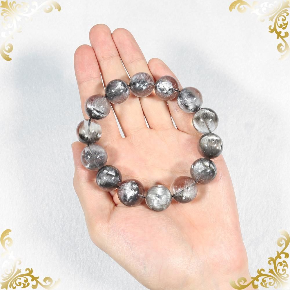 ピンクプラチナルチル ブレスレット 美品 高品質+セレクション/白銀クリアタイプ】プラチナルチルクォーツ