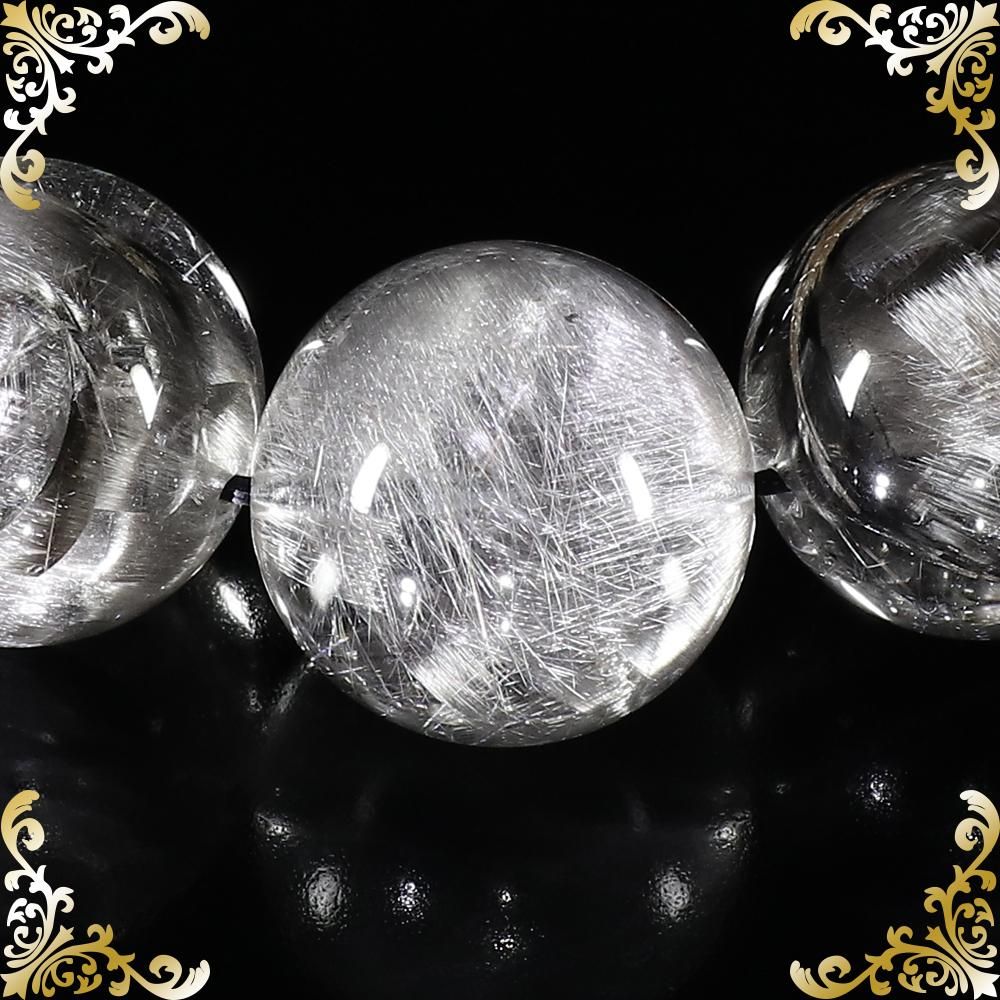 プレミアムプラチナルチルクォーツ 16mm～16.5mm玉 ブレスレット