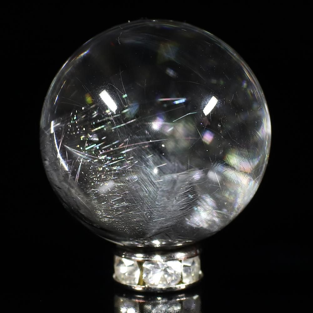 ★天然石★透明感がハンパないルチルクォーツ(台座付) 美しい水晶の透明感】【覗き込んだ世界観が美しい】プラチナルチル