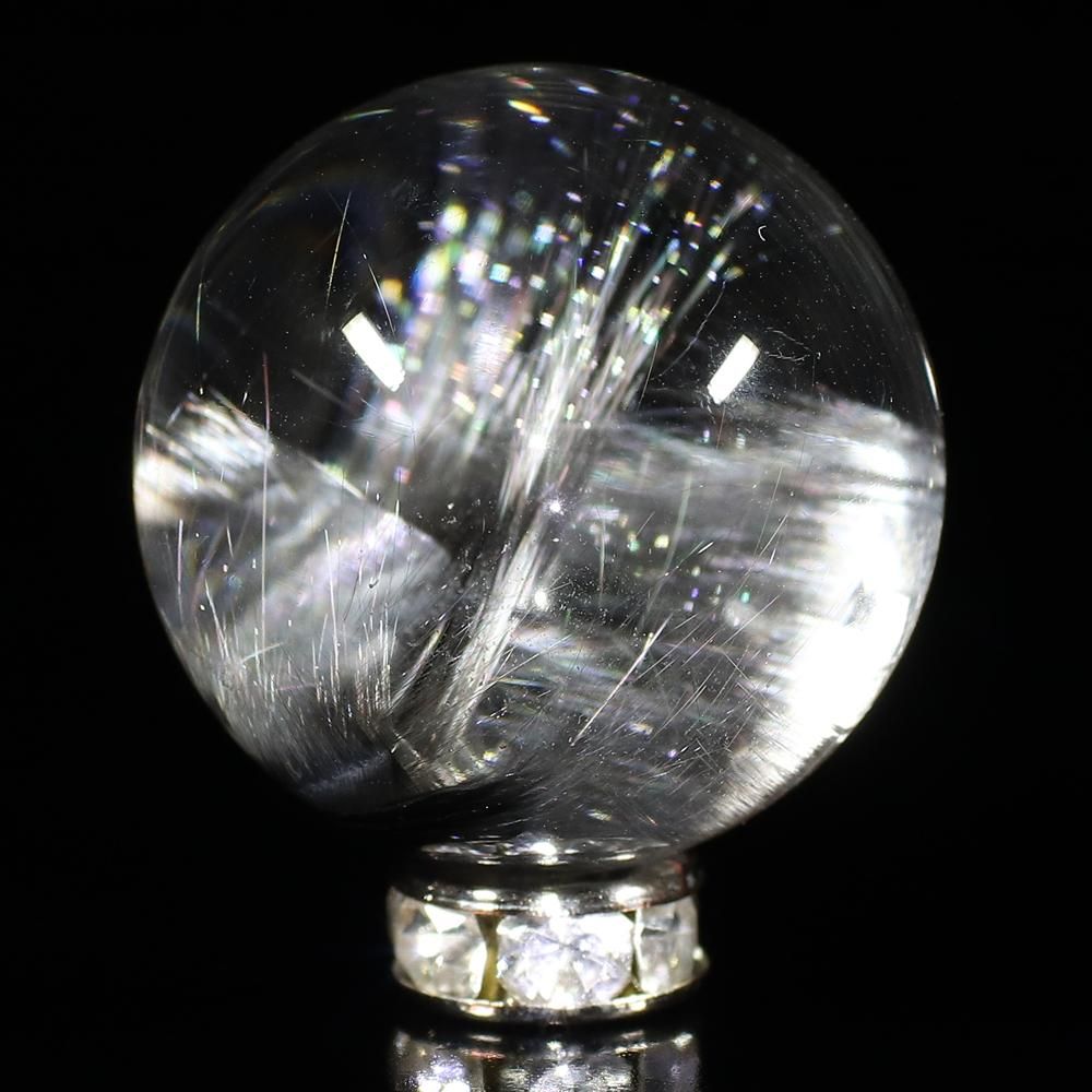 さり気なくカッコいいと思います。☆プラチナルチルクォーツ☆11ミリ プラチナルチルクォーツ Φ10.1mm 粒(通し穴あり) (型番bs1308)
