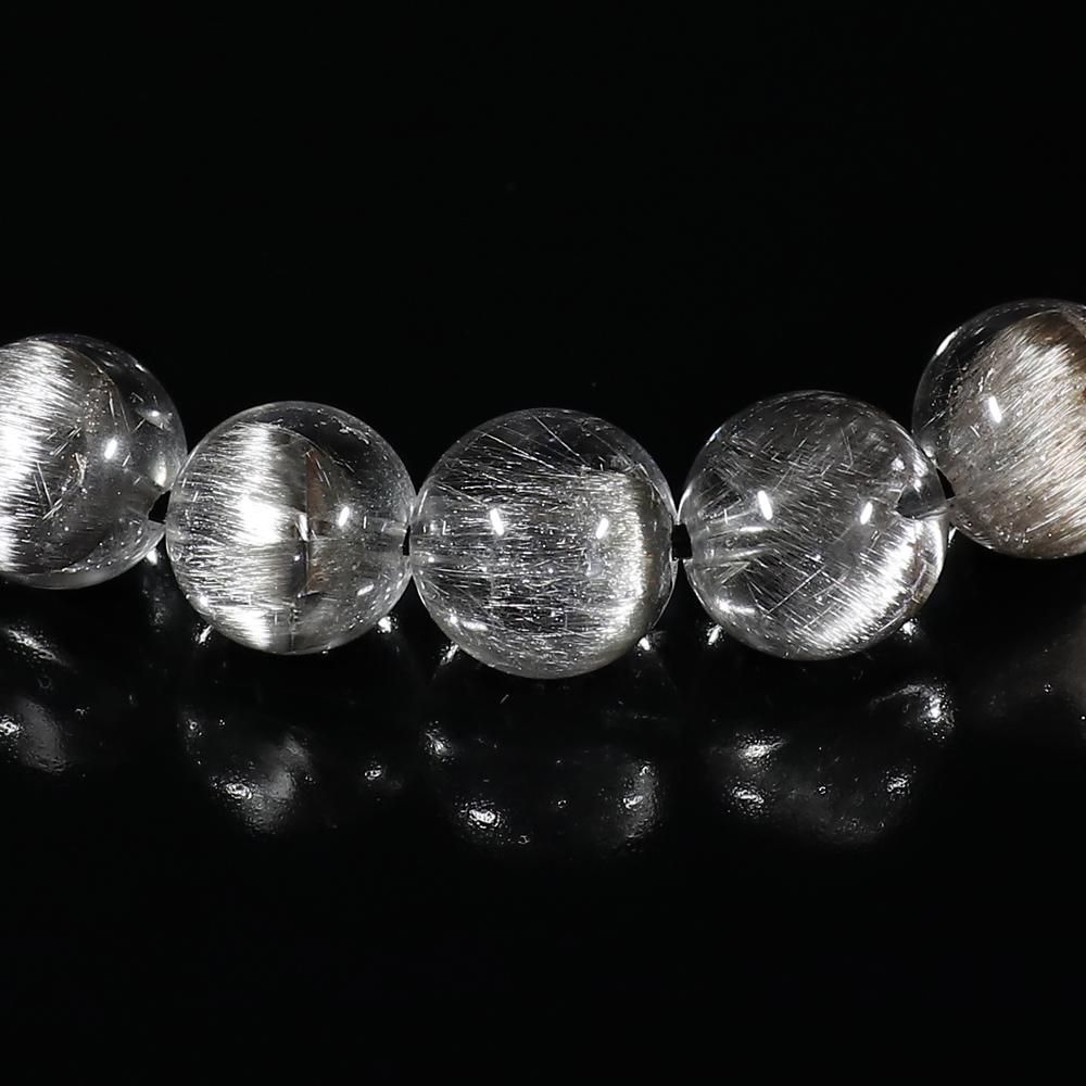 高品質+】ホワイトプラチナルチルクォーツ 8mm玉 ブレスレット(型番