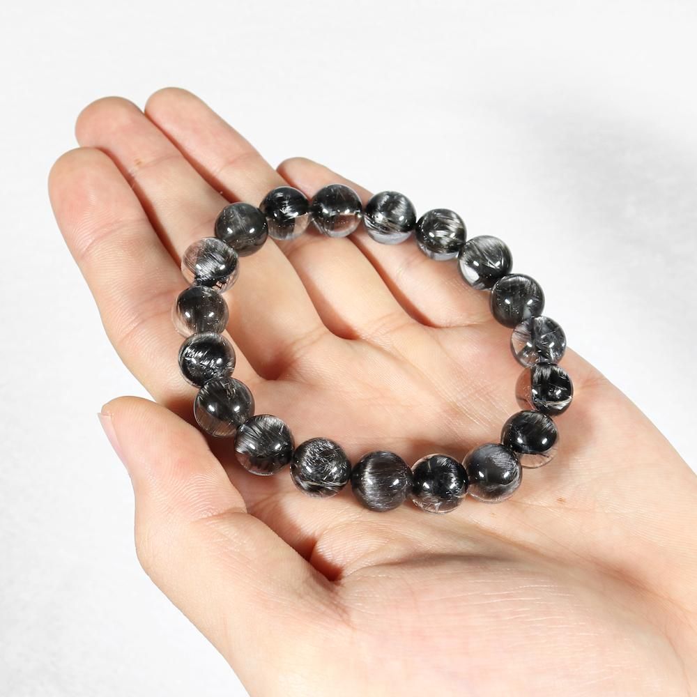 高品質+】ブラックプラチナルチルクォーツ 10mm～10.5mm玉