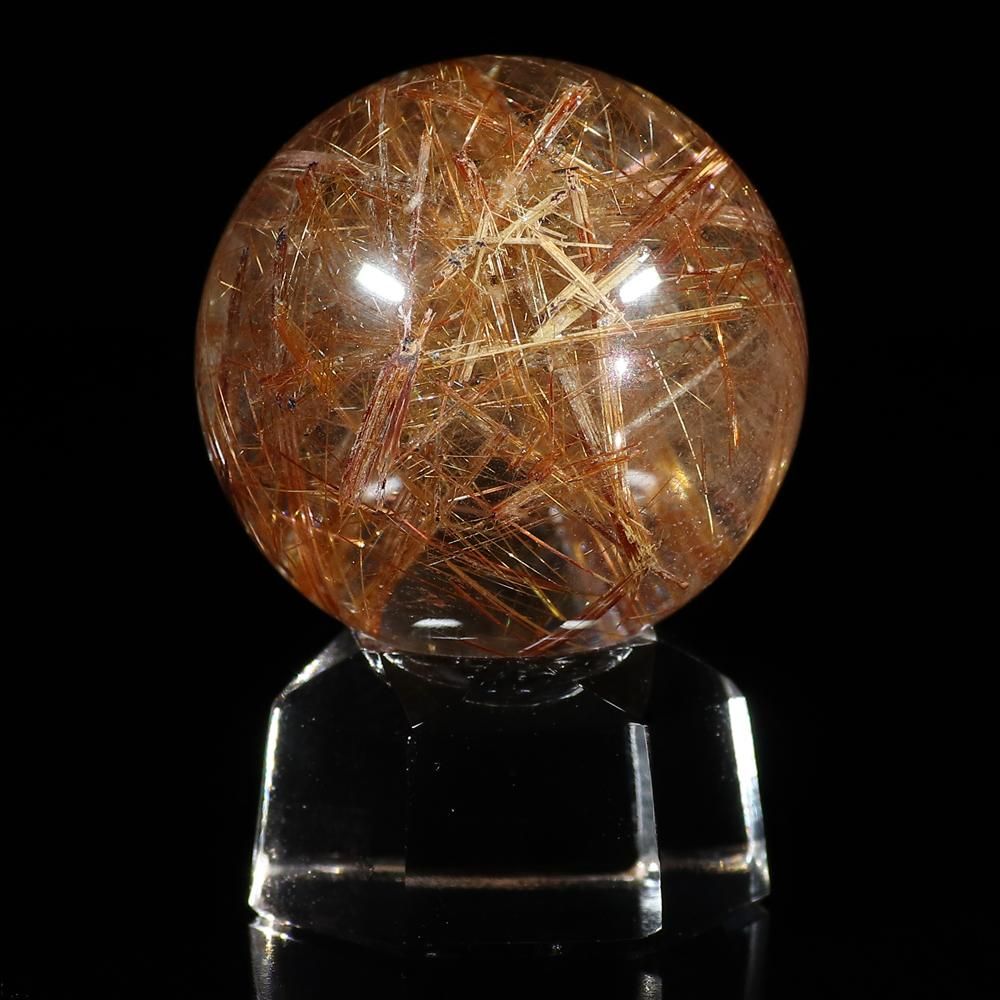 sale♡希少高品質　天然オレンジルチルクォーツブレスレット　９．７ｍｍ　新品 レッドルチルとオレンジルチルの希少なバイカラー】タイチン