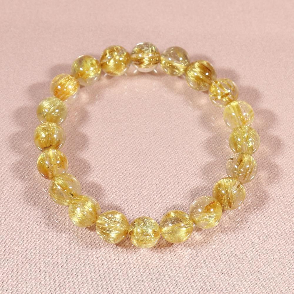 高品質タイチンルチルブレスレット15mm 内径17.5cm キャッツアイ効果