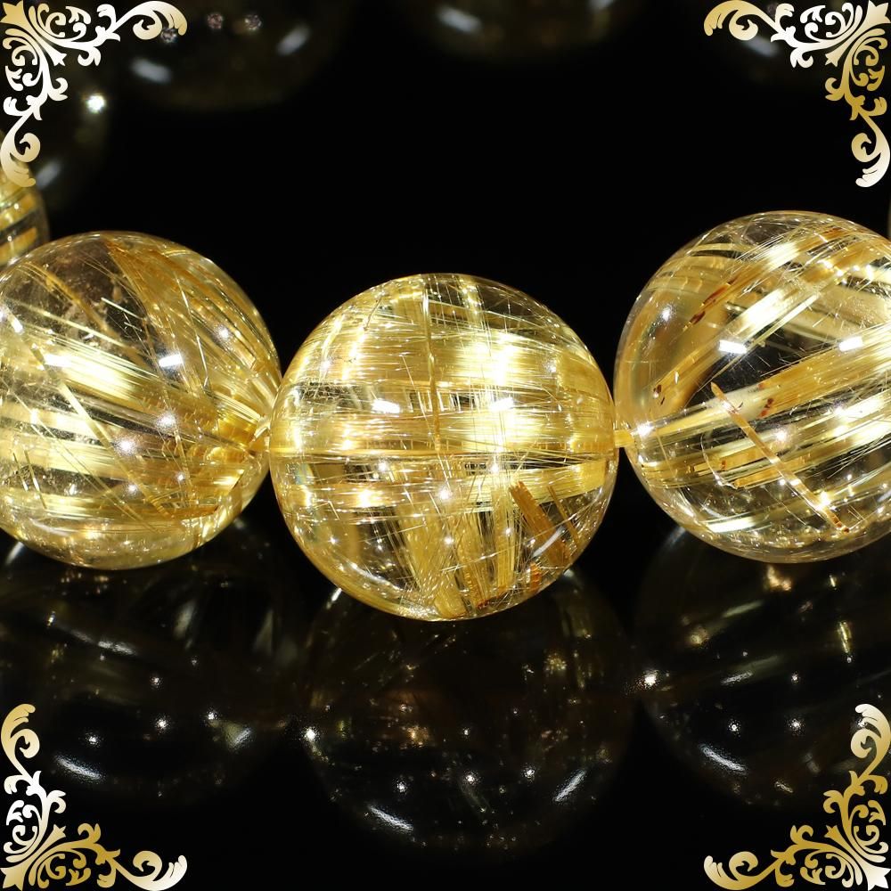 1129a402 天然美品☆【20A黄金タイチンルチル】☆ブレス 19-20mm（新品）-