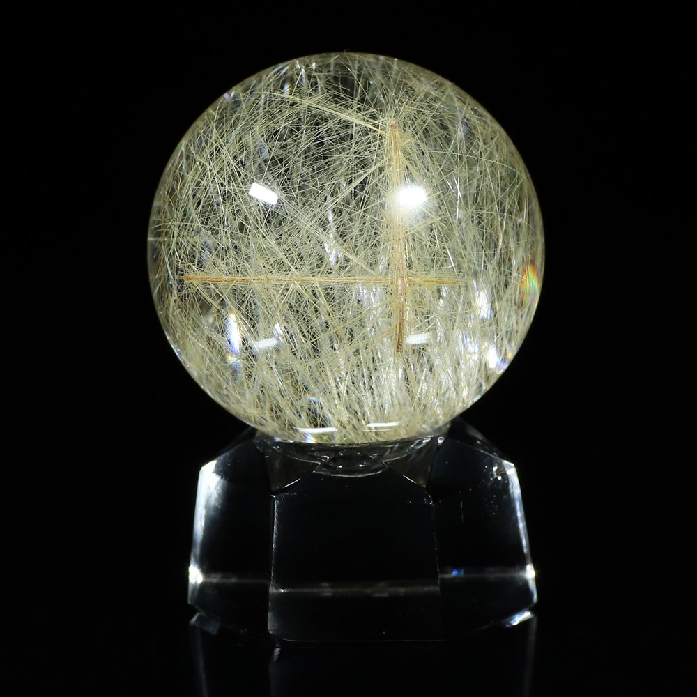 美しい水晶の透明感】ヴィーナスヘアールチルクォーツ 32.2mm玉 