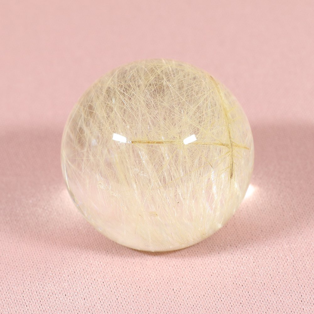 美しい水晶の透明感】ヴィーナスヘアールチルクォーツ 32.2mm玉 