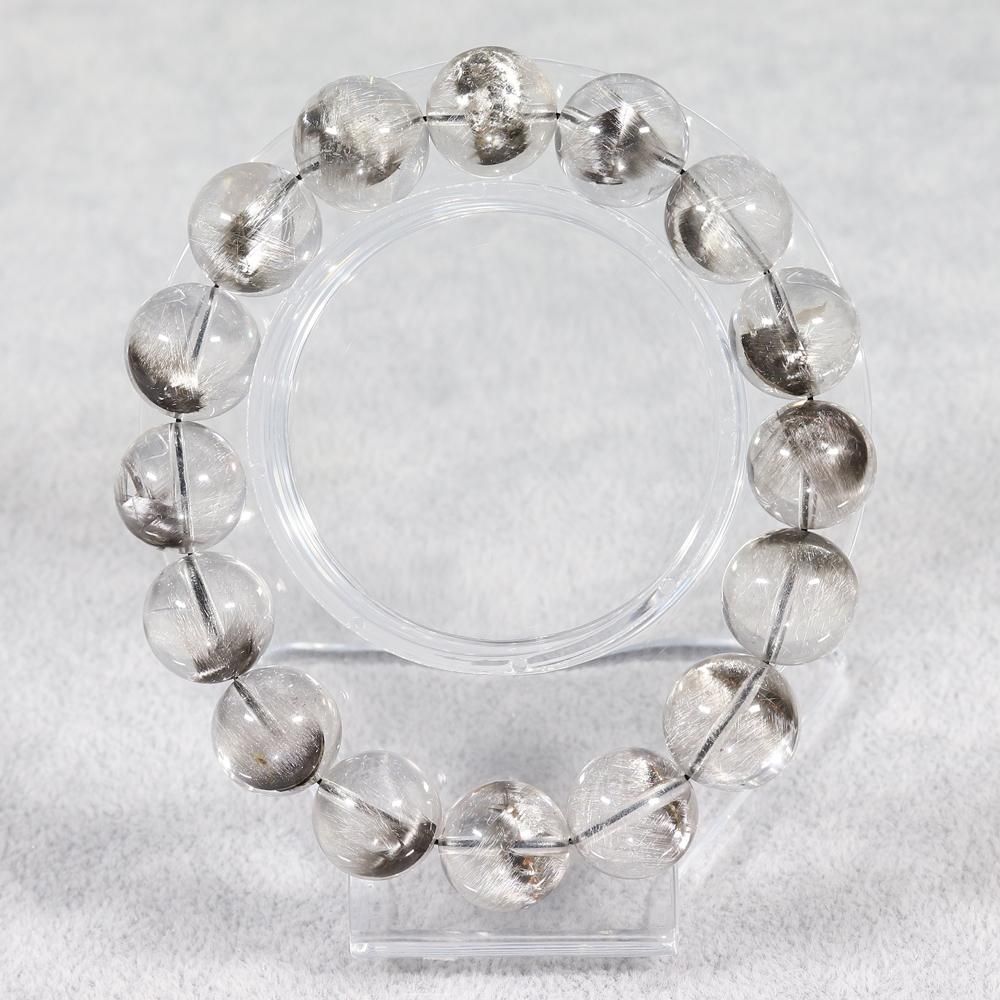 高品質+/白銀クリアタイプ】プラチナルチルクォーツ 13mm～13.5mm玉