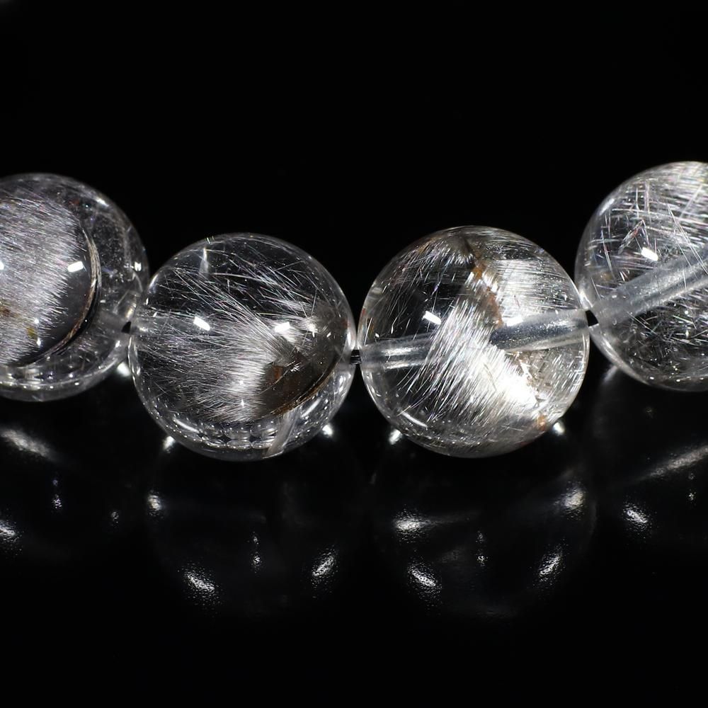 高品質+/白銀クリアタイプ】プラチナルチルクォーツ 13mm～13.5
