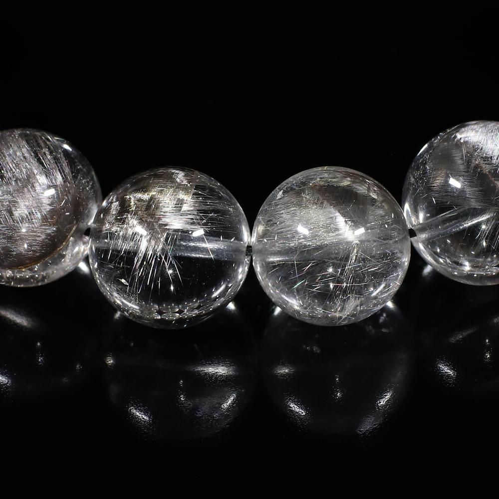 かにさん専用　プラチナルチル15.7ミリ 高品質+/白銀クリアタイプ】プラチナルチルクォーツ 13mm～13.5