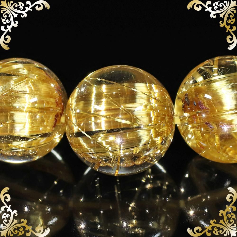 プレミアム jí(ジン)タイチンルチルクォーツ 14mm~14.5mm玉 プレミアム jí(ジン)タイチンルチルクォーツ 14mm~14.5mm玉