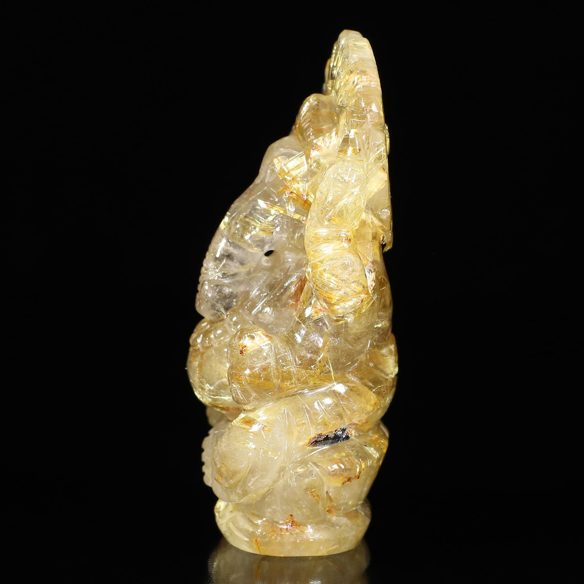 ルチルクォーツ　ガネーシャ像　太陽放射タイタンルチル　ルチルクオーツ 特注品/ルチルクォーツでは初のガネーシャ像】太陽放射