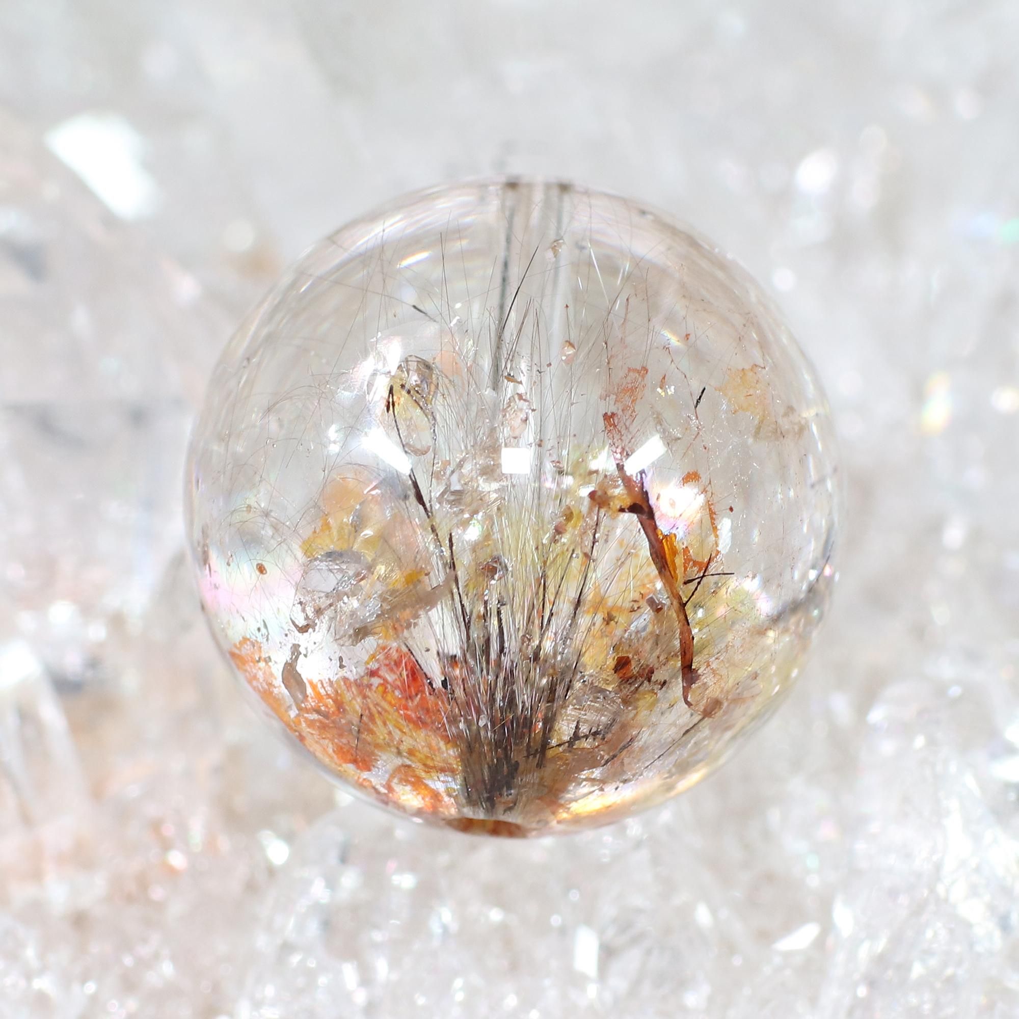 プラチナルチル 六角形カット オーロラ入ブルッカイト 奇跡の結晶 経営者のお守り 高品質+/入手困難/希少サイズ/神秘的な共生/炎を連想させるオーロラの